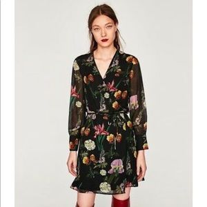 Zara Floral Print mini wrap dress